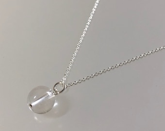 Clear Quartz  Necklace, Silver Jewelry, AAA10mm Ball Pendant, Positive Energy Necklace, Master Healer, Minimalist Layering Necklace