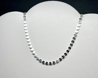 Sequin Chain Choker/Necklace, Dainty Sterling Silver Jewelry,  Minimalist  Everyday Jewelry,  Layering Necklace