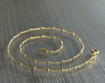 Dainty Gold Satellite Bead Ball Chain Ankle Bracelet or Choker, Trendy Anklet, Layering Jewelry, Minimalist Everyday Wear
