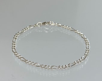 Sterling Silver Figaro  Chain Bracelet,  Minimalist Everyday Jewelry, Layering Bracelet, Mother's Day Gift