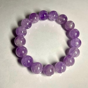12mm Amethyst Bracelet, Chunky Bracelet,  February Birthstone, Commitment, Love Yourself,  Honesty & Focus, Unisex, Friendship, gift