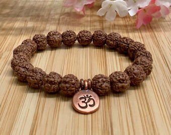 Rudraksha Bodhi Seeds Mala,  8mm Beads, Meditation Mala, Prayer, Organic, Spiritual bracelet, Brown beads, Yoga Mala