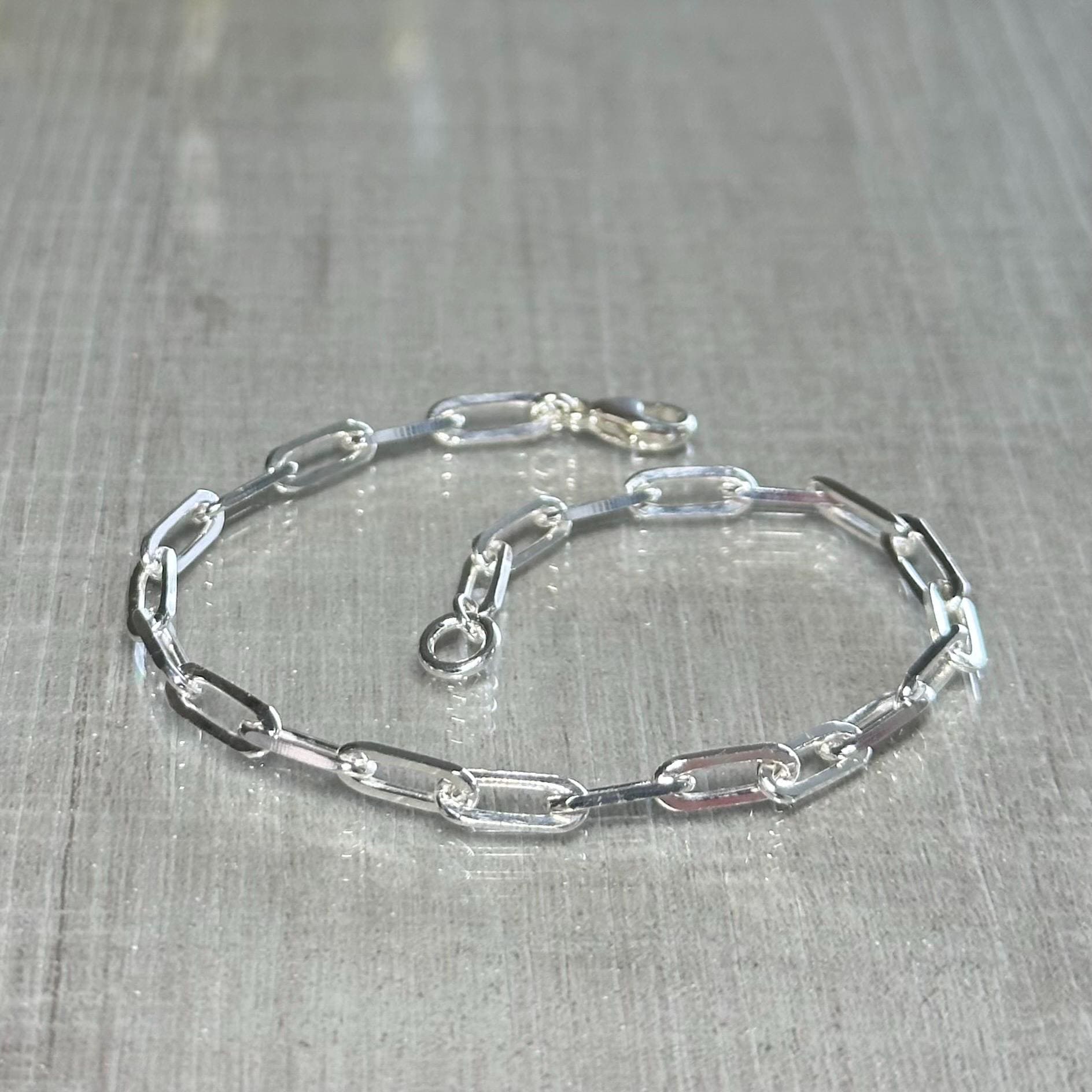 925 Solid Sterling Silver Paper Clip Bracelet Large Link Minimalist 925 Solid Sterling Silver Paper Clip Bracelet Large Link Minimalist