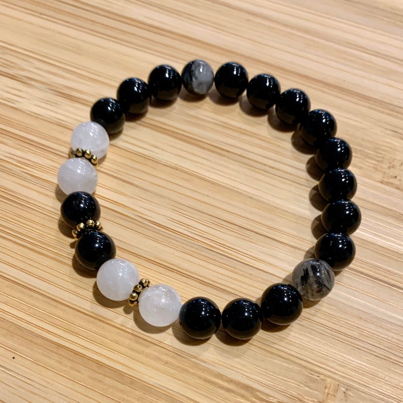 Black rutilated quartz bracelet Clearance