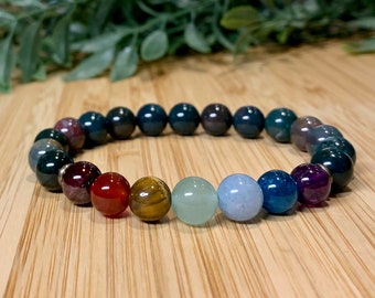 7 Chakra Healing Bracelet, Bloodstone,  Chakra Balance, Alignment, Spiritual, Meditation  Bracelet, 8 mm Stacking Bracelet for Him or Her