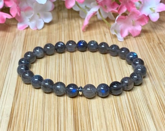 Labradorite Bracelet, 8mm Healing Crystals, Genuine Calming Connecting  Mala, Strengthens Intuition, Dark Grey Bracelet