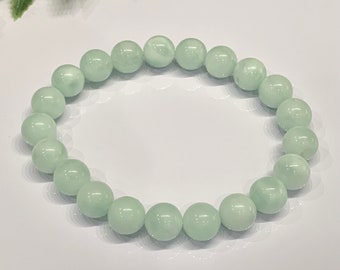 AAA Angelite bracelet, Green Genuine, 8mm Gemstone, Meditation Bracelet, Spiritual Guidance Mala, Angel Stone, Calming Yoga Mala