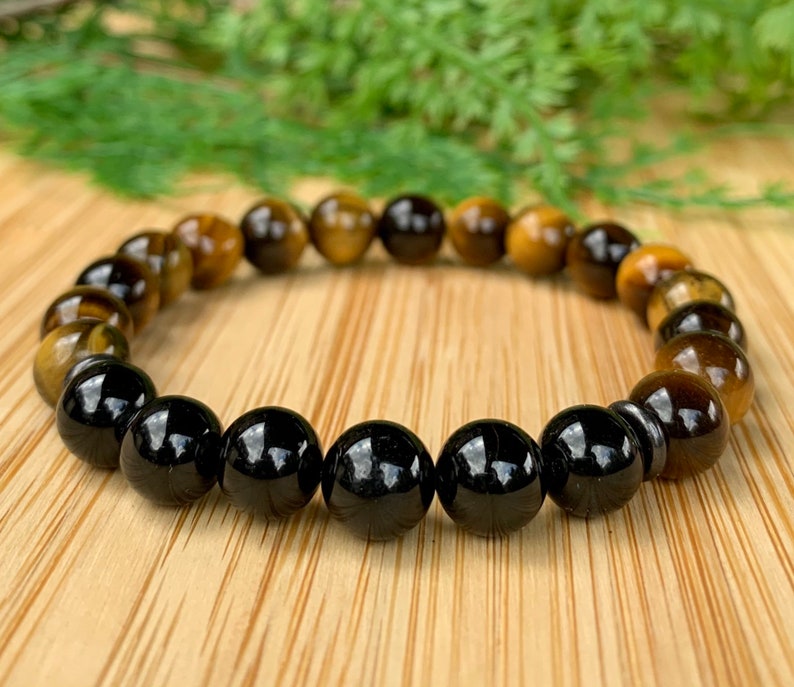 AAA Black Tourmaline Tiger Eye Bracelet 6/ 8 Mm Crystals - Etsy UK