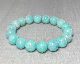 Amazonite Mala Bracelet, AA 10.5mm gemstones, hopeful, compassion, calming mala, stacking chunky bracelet, gift
