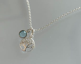 Tree Of Life Birthstone necklace, Minimalist Sparkle Jewelry, Birthday Gift For Her