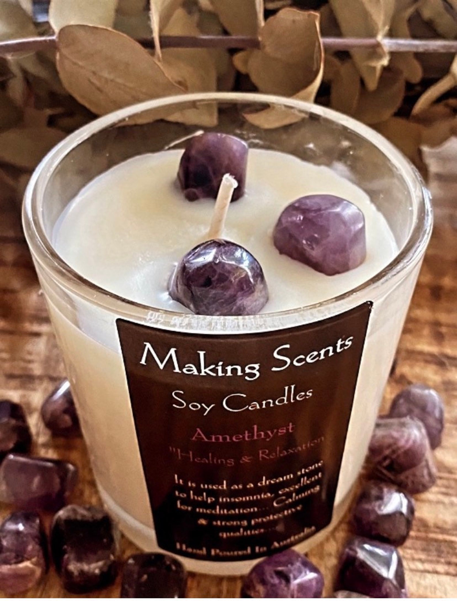 Amethyst Stones Candles healing candles soy candles made in Etsy Italia