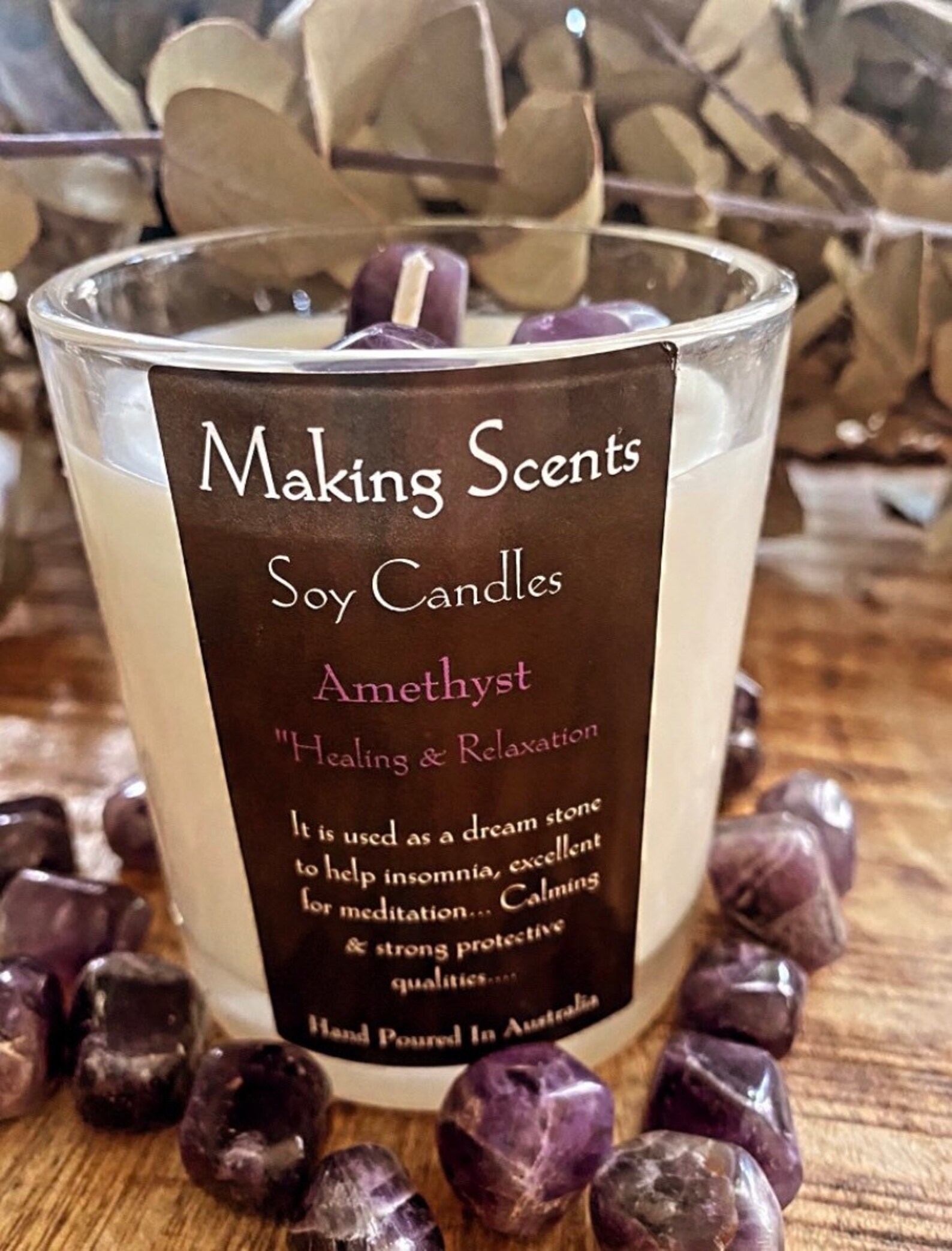 Amethyst Stones Candles healing candles soy candles made in Etsy España