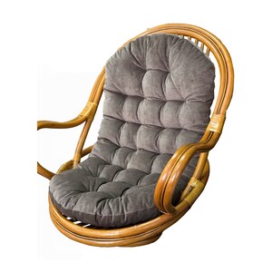 Rattan Chair Velour Cushion Grey