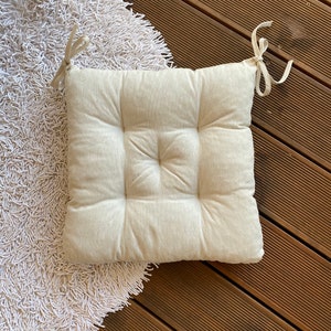 Square Linen Chair Cushion - Pad with ties - Cushion with ties - Cushion for Home - Linen Chair Cushion - Summer Chair Cushion - Outdoor Pad