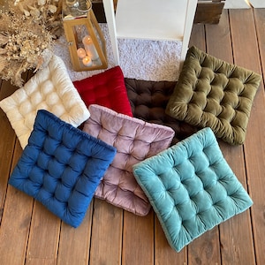 Square Velour Chair Cushion Multicolour