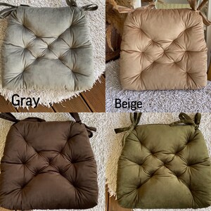 Trapezoid Velour Chair Cushions Grey, Beige, Brown, Olive Green