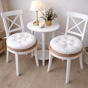 Round Chair Pads With Ties - Round chair cushions - Multicolor cushions - Bench Cushion - Floor Cushion - Summer Home Decor - Outdoor Decor White