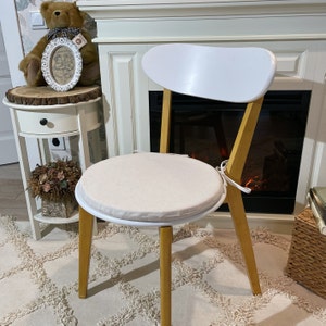 Round LinenChair Cushion For Your Chair - Natural Cushion - Cushions with ties - Linen Chair Cushion - Summer Chair Cushion - Summer Decor