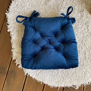 Trapezoid Velour Chair Cushion Blue
