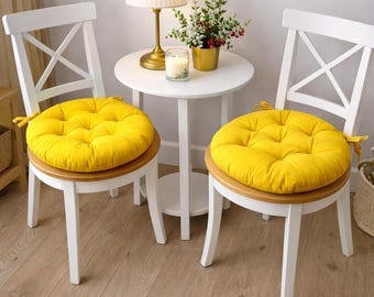 Round Chair Pads With Ties - Round chair cushions - Multicolor cushions - Bench Cushion - Floor Cushion - Summer Home Decor - Outdoor Decor