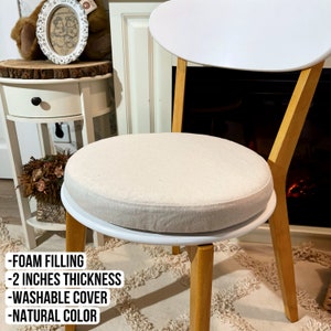 Natural Round Chair Cushion 2 inch thick