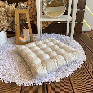 Square Velour Chair Cushion White