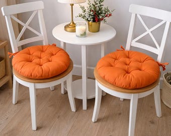 Round Multicolored Chair Cushion – Pad with Ties, Summer Decor