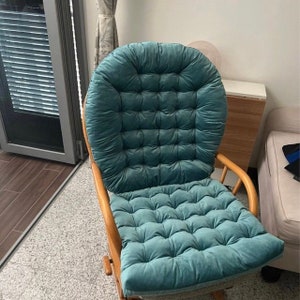 Rattan Chair Velour Cushion Teal