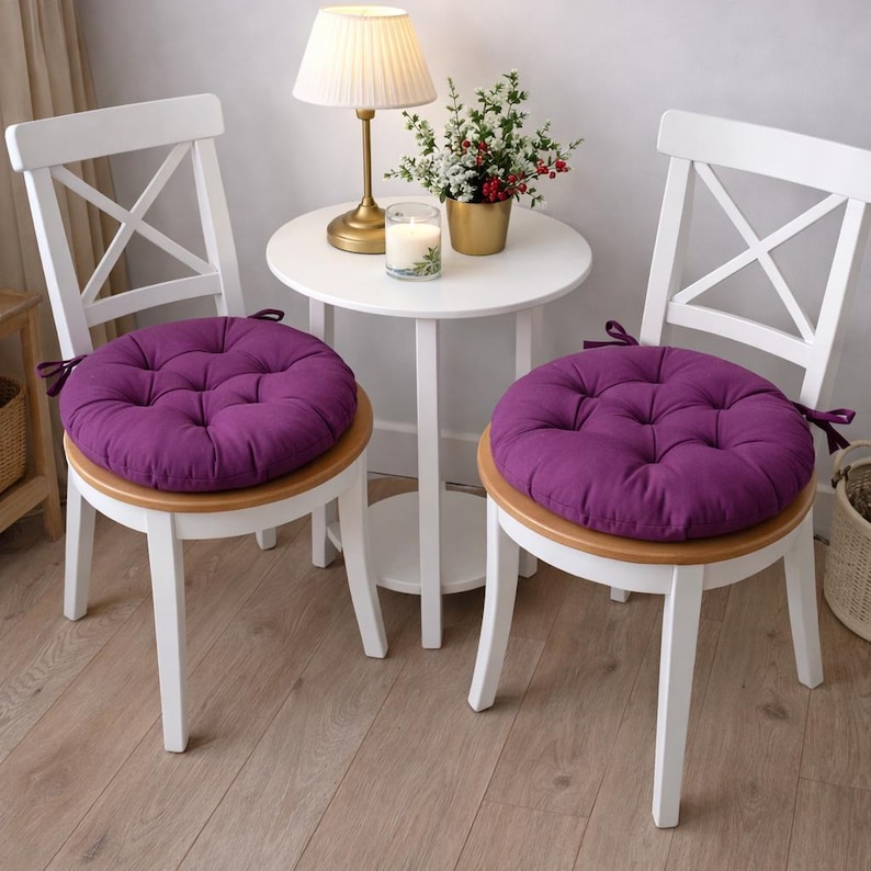 Round Chair Pads With Ties - Round chair cushions - Multicolor cushions - Bench Cushion - Floor Cushion - Summer Home Decor - Outdoor Decor Purple