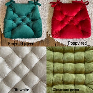 Trapezoid Velour Chair Cushions Emerald Green, Red, Off White, Chromium Green