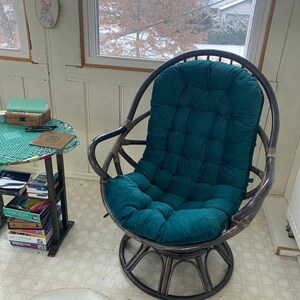 Rattan Chair Velour Cushion Emerald Green
