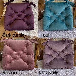 Trapezoid Velour Chair Cushions Dark Purple, Teal, Rose, Light Purple