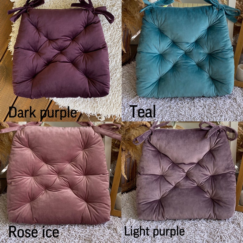 Trapezoid Velour Chair Cushions Dark Purple, Teal, Rose, Light Purple