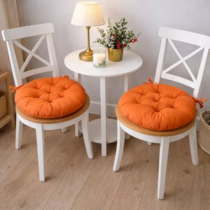 Round Chair Pads With Ties - Round chair cushions - Multicolor cushions - Bench Cushion - Floor Cushion - Summer Home Decor - Outdoor Decor Orange