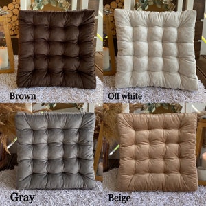 Square Velour Chair Cushion Brown, White, Grey, Beige