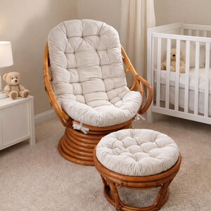Velvet Rocking Chair Pad with Ties, Living Room Rest Chair, Cushioned Chair Seat Pad, Custom-Sized Cushion, Cover, Rattan Recliner Pad Off White