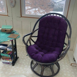 Rattan Chair Velour Cushion Dark Purple
