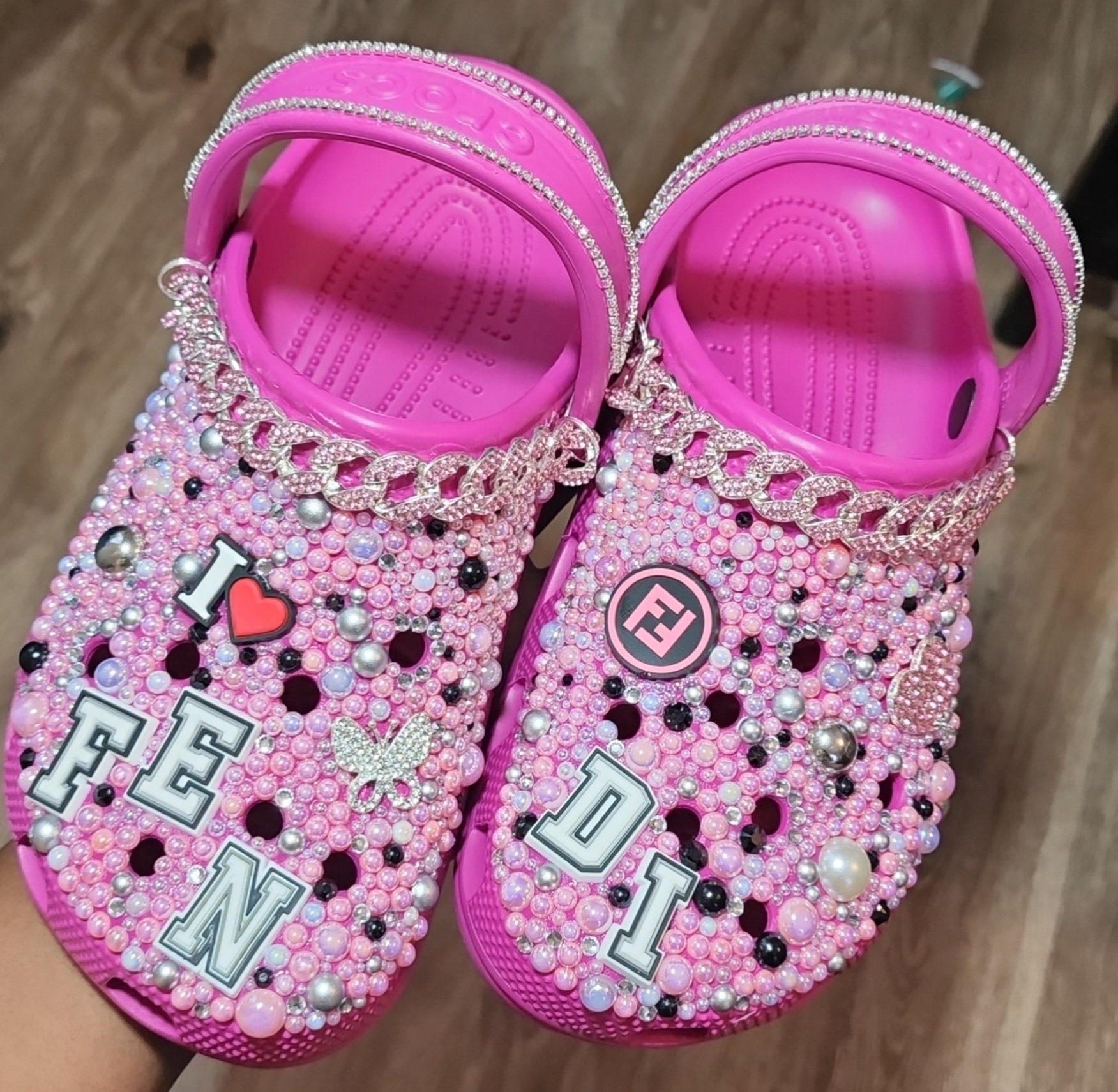 Custom Bedazzled Pink Crocs Etsy