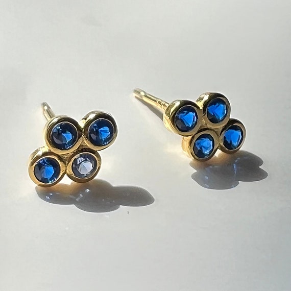 Pendientes De Zafiro Azul, Pendientes De Tres Piezas De Plata De Ley, Piedra De Nacimiento De Septiembre, Pendientes De Uso Diario - México