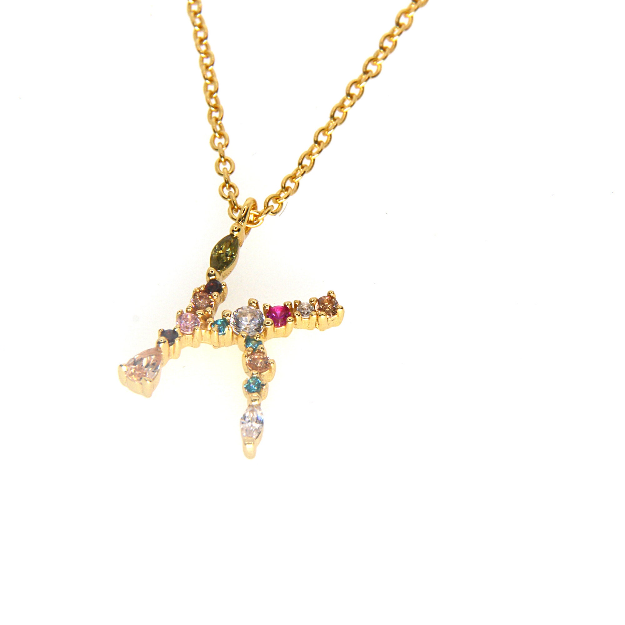 Glossy 925 Silver Letter K charm necklace K initial necklace Etsy