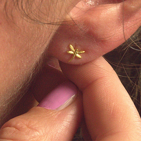 Micro Inlay Dragonfly Earrings