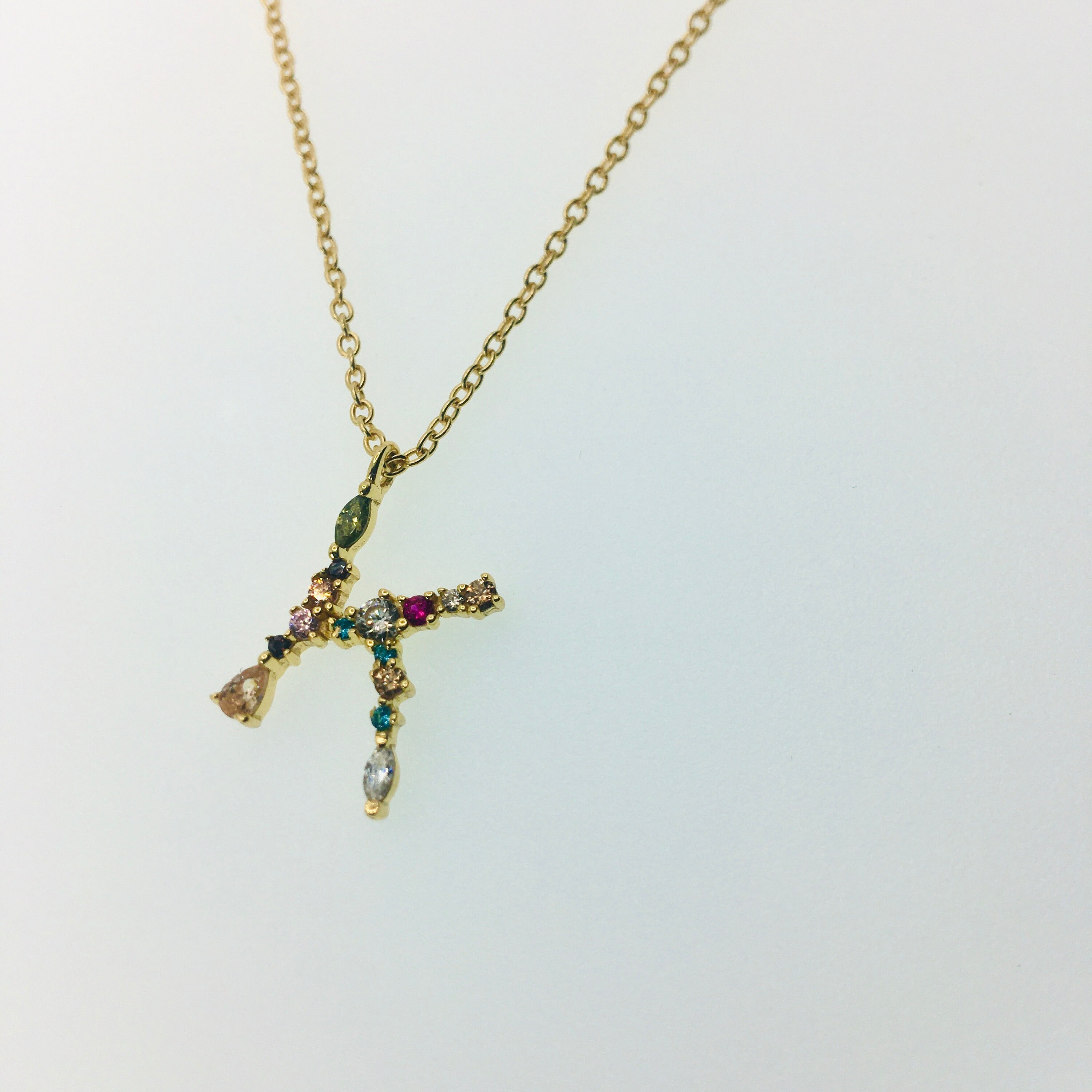 Glossy 925 Silver Letter K charm necklace K initial necklace Etsy