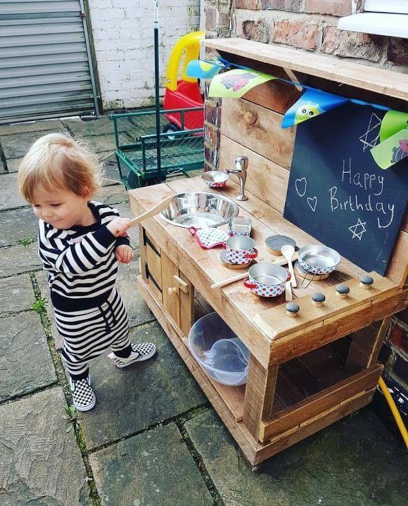 Mud Kitchen With Working Tap Hob and Chalkboard UK Delivery Etsy