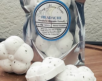 Headache Shower Steamer, Essential Oils, Aromatherapy, Shower Bomb, Shower Melts, May help with Migraine