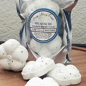 Headache Shower Steamer, Essential Oils, Aromatherapy, Shower Bomb, Shower Melts, May help with Migraine image 1