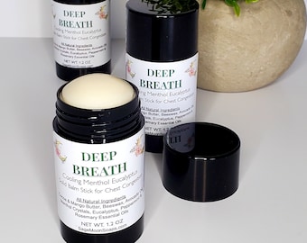 DEEP BREATH Menthol Eucalyptus Solid Chest Rub, Solid Salve, Camphor Herbal All Natural Soothing, non-Medicated