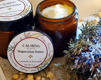 Calming MAGNESIUM Butter, Sleep Aid, Muscle Cramps, Anti-Inflammatory, Essential Oils, Anti-Anxiety, Moisturizing Foot Cream