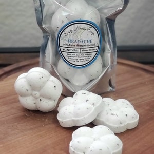 Headache Shower Steamer, Essential Oils, Aromatherapy, Shower Bomb, Shower Melts, May help with Migraine 4 - 28g Tablets