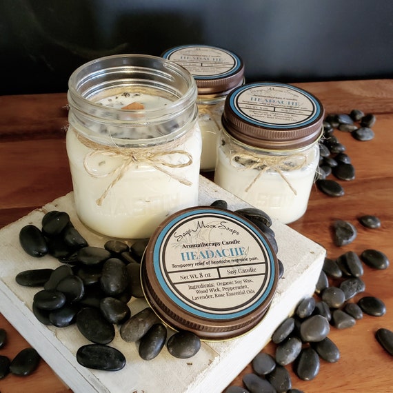 HEADACHE Coconut Soy Aromatherapy Candle Minimalist Rustic Etsy.de