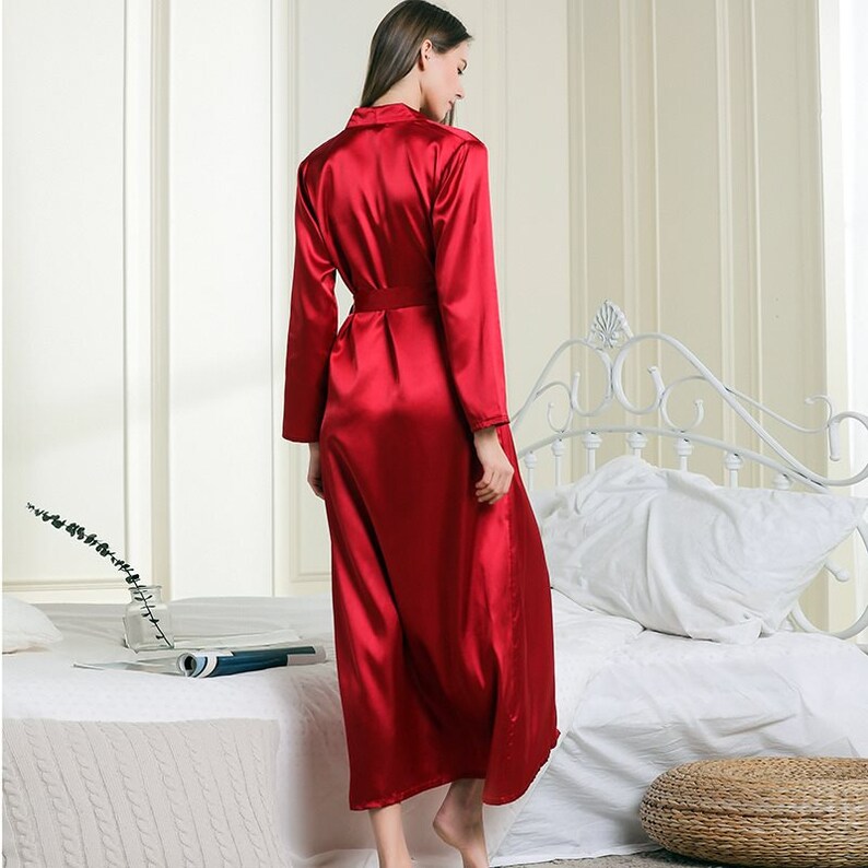 Sexy Female Long Extra Silk Robe Satin Robe Wire Charming Etsy
